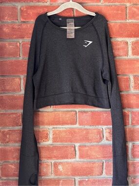 Gymshark Women's Black Crop Long-Sleeve Top